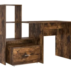 vidaXL Kontorsmöbler>Skrivbord Rökt ek 131,5 x 50 x 106,5 cm Konstruerat trä