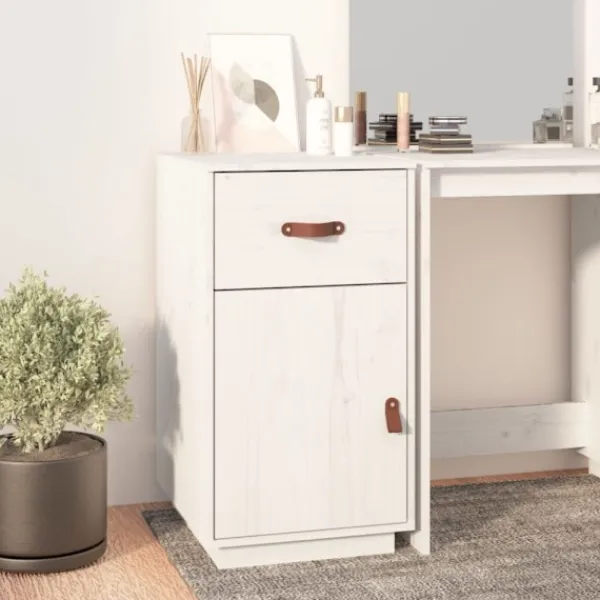 vidaXL Sminkbord>Skrivbordsskåp vit 40x50x75 cm massiv furu