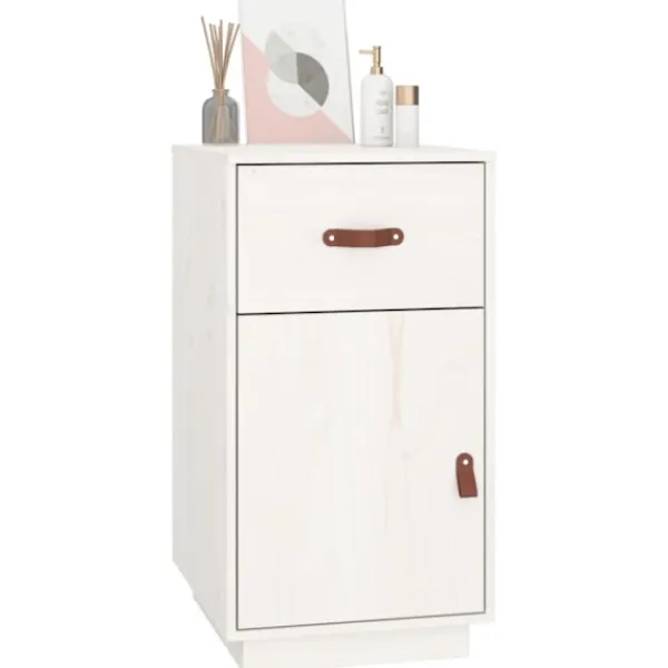 vidaXL Sminkbord>Skrivbordsskåp vit 40x50x75 cm massiv furu