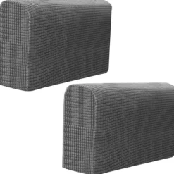 Soffor>Skydd för soffa armstöd, soffskydd, halkfria premium stretchbara överdrag (Mörkgrå)