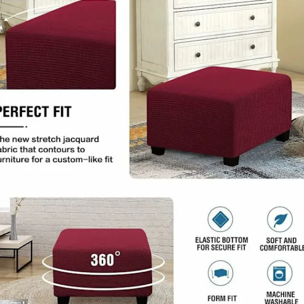 OCEAN Sittpuffar>Skyddande Överdrag, Elastiskt Fotpallskydd Tvättad Kvadratisk Soffa Fo