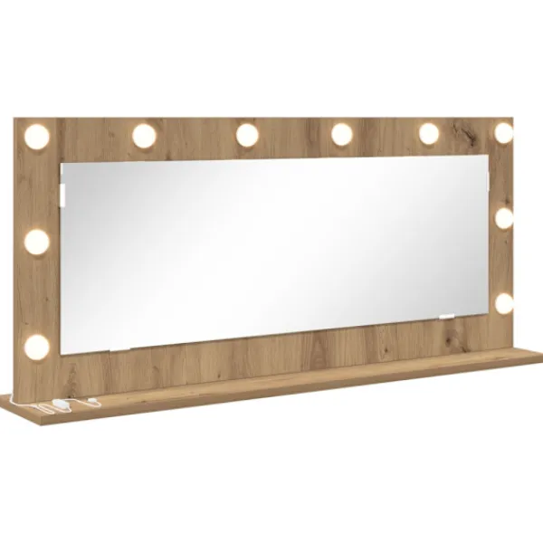 vidaXL Sminkbord>Smink Spegel Rektangulär med spegel Artisan Ek 100 x 45 x 18 cm