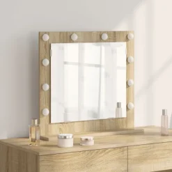 vidaXL Sminkbord>Smink Spegel Sonoma-ek 60 x 55 x 18 cm Glas och konstruerat trä