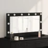 vidaXL Sminkbord>Smink Spegel Svart Ek 80 x 45 x 18 cm Glas och konstruerat trä