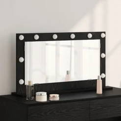 vidaXL Sminkbord>Smink Spegel Svart Ek 80 x 45 x 18 cm Glas och konstruerat trä
