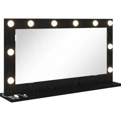 vidaXL Sminkbord>Smink Spegel Svart Ek 80 x 45 x 18 cm Glas och konstruerat trä