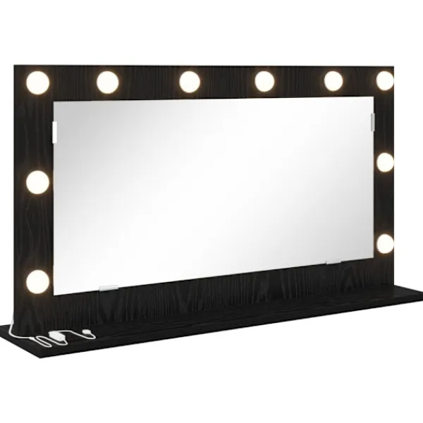 vidaXL Sminkbord>Smink Spegel Svart Ek 80 x 45 x 18 cm Glas och konstruerat trä