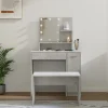 vidaXL Sminkbord>Sminkbord LED betonggrå konstruerat trä