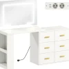 Northio Sminkbord>Sminkbord med justerbar LED-spegel och förvaring
