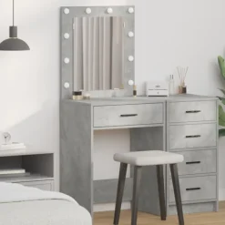 vidaXL Sminkbord>Sminkbord med låda Betonggrå 50 x 41 x 135 cm Konstruerat trä