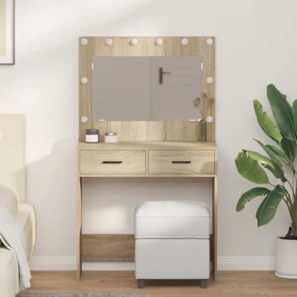 vidaXL Sminkbord>Sminkbord med låda Sonoma ek 78.5 x 41 x 135 cm Konstruerat trä