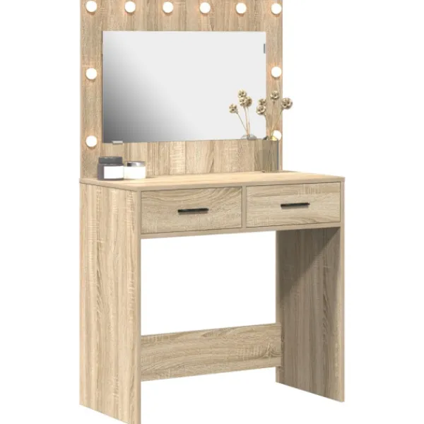 vidaXL Sminkbord>Sminkbord med låda Sonoma ek 78.5 x 41 x 135 cm Konstruerat trä