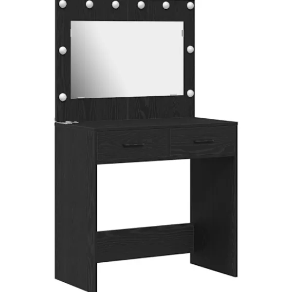 vidaXL Sminkbord>Sminkbord med låda Svart ek 78.5 x 41 x 135 cm Konstruerat trä