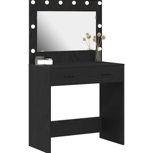 vidaXL Sminkbord>Sminkbord med låda Svart ek 78.5 x 41 x 135 cm Konstruerat trä