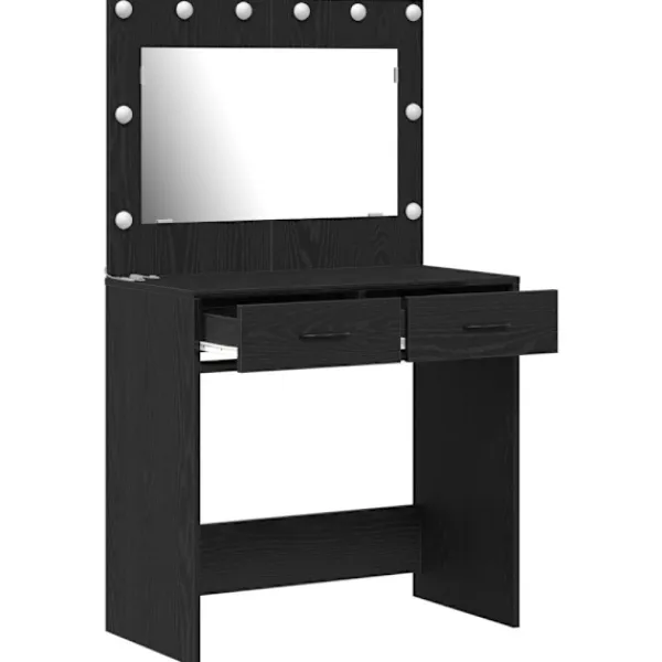 vidaXL Sminkbord>Sminkbord med låda Svart ek 78.5 x 41 x 135 cm Konstruerat trä
