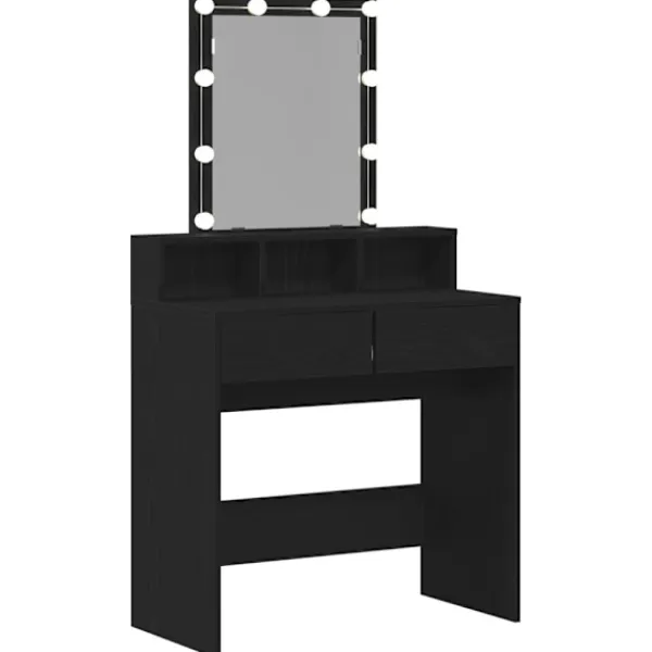 vidaXL Sminkbord>Sminkbord med låda Svart ek 80 x 41 x 144,5 cm Konstruerat trä