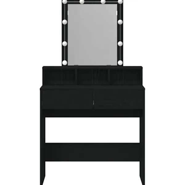 vidaXL Sminkbord>Sminkbord med låda Svart ek 80 x 41 x 144,5 cm Konstruerat trä