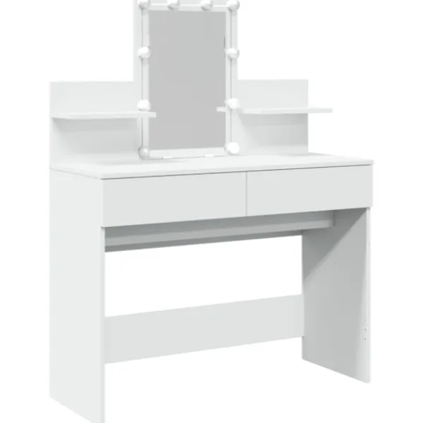 vidaXL Sminkbord>Sminkbord med LED vit 100x40x130 cm