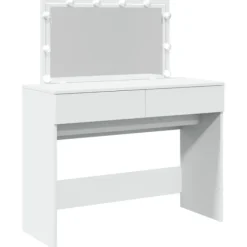 vidaXL Sminkbord>Sminkbord med LED vit 100x40x120 cm