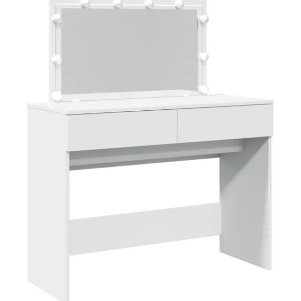 vidaXL Sminkbord>Sminkbord med LED vit 100x40x120 cm