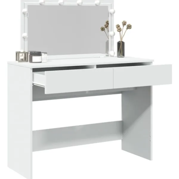 vidaXL Sminkbord>Sminkbord med LED vit 100x40x120 cm