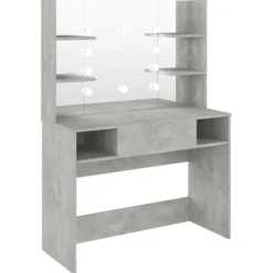 vidaXL Sminkbord>Sminkbord med LED-belysning 100x40x135 cm MDF betonggrå