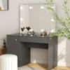 vidaXL Sminkbord>Sminkbord med LED-belysning 110x55x145 cm MDF grå
