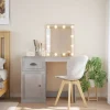 vidaXL Sminkbord>Sminkbord med LED-lampor betonggrå 90x42x132,5 cm