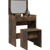vidaXL Sminkbord>Sminkbord med pall rökfärgad ek 60x40x113,5 cm