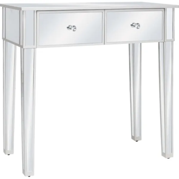 vidaXL Sminkbord>Sminkbord med pall spegellådor MDF och glas