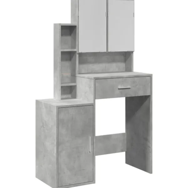 vidaXL Sminkbord>Sminkbord med skåp betonggrå 80x35x132 cm