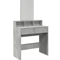 vidaXL Sminkbord>Sminkbord med spegel betonggrå 80x41x144,5 cm
