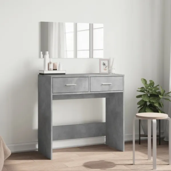 vidaXL Sminkbord>Sminkbord med spegel betonggrå 80x39x80 cm