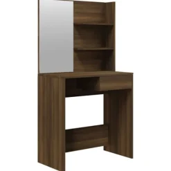 vidaXL Sminkbord>Sminkbord med spegel brun ek 74,5x40x141 cm