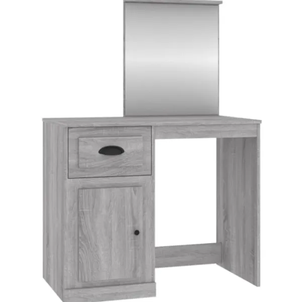 vidaXL Sminkbord>Sminkbord med spegel grå sonoma 90x50x132,5 cm konstruerat trä