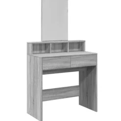 vidaXL Sminkbord>Sminkbord med spegel grå sonoma 80x41x144,5 cm