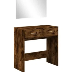 vidaXL Sminkbord>Sminkbord med spegel rökfärgad ek 80x39x80 cm