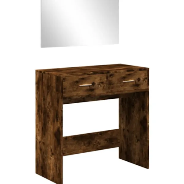 vidaXL Sminkbord>Sminkbord med spegel rökfärgad ek 80x39x80 cm