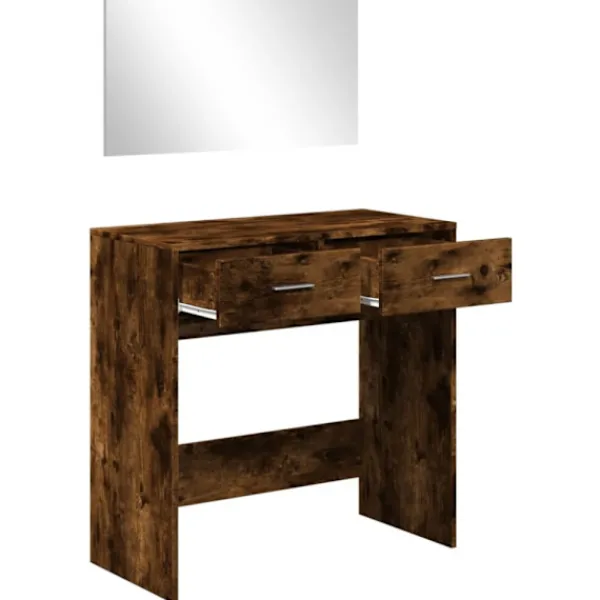 vidaXL Sminkbord>Sminkbord med spegel rökfärgad ek 80x39x80 cm