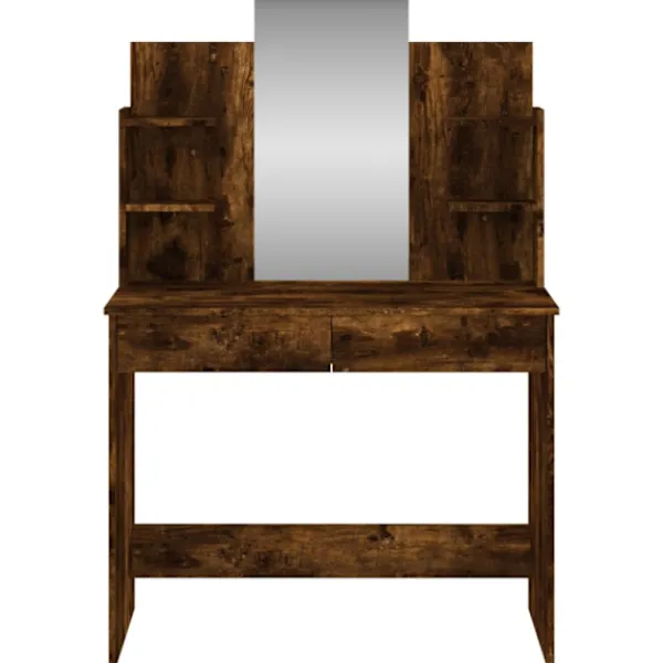 vidaXL Sminkbord>Sminkbord med spegel rökfärgad ek 96x39x142 cm