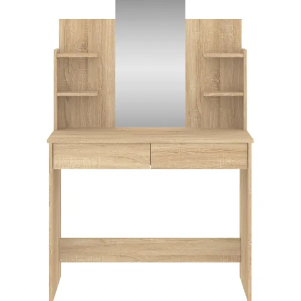 vidaXL Sminkbord>Sminkbord med spegel sonoma-ek 96x39x142 cm