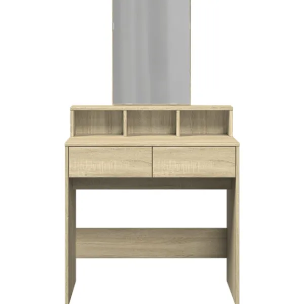 vidaXL Sminkbord>Sminkbord med spegel sonoma-ek 80x41x144,5 cm