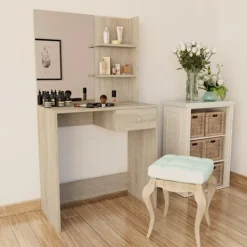 vidaXL Sminkbord>Sminkbord spånskiva 75x40x141 cm ek