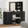 vidaXL Sminkbord>Smyckebord 3 pcs Svart 40 x 41 x 135 cm Konstruerat trä