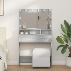 vidaXL Sminkbord>Smyckebord Grå Sonoma 75,5 x 41 x 135 cm Konstruerat trä