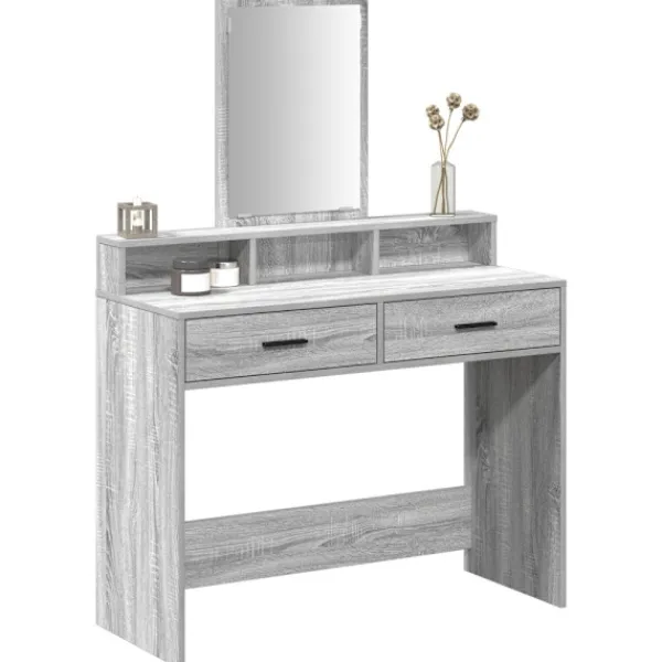 vidaXL Sminkbord>Smyckebord Grå Sonoma 100 x 41 x 140 cm Konstruerat trä
