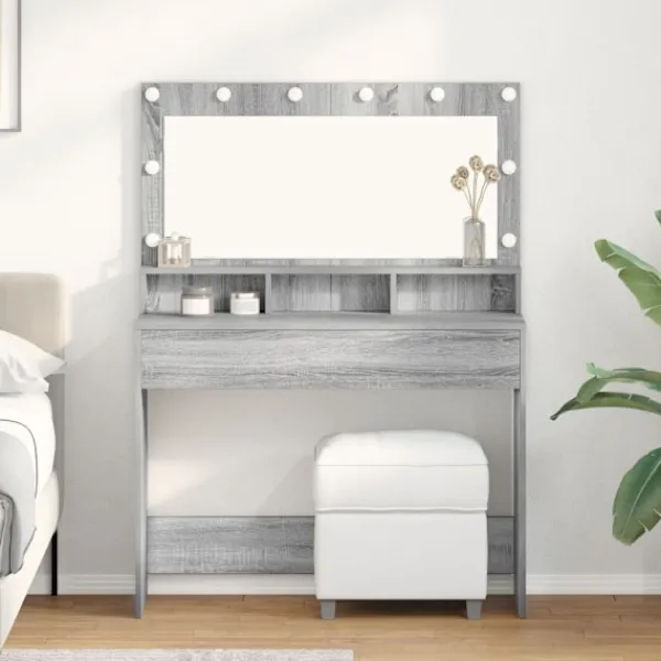vidaXL Sminkbord>Smyckebord Grå Sonoma 100 x 41 x 135 cm Konstruerat trä