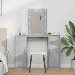 vidaXL Sminkbord>Smyckebord med dörr Ljusgrå 102 x 33 x 135 cm Konstruerat trä