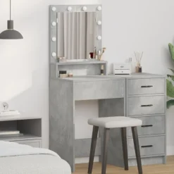 vidaXL Sminkbord>Smyckebord med hylla Betonggrå 50 x 41 x 135 cm Konstruerat trä