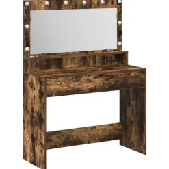 vidaXL Sminkbord>Smyckebord med hylla Rökt ek 100 x 41 x 135 cm Konstruerat trä